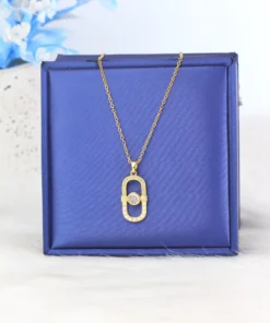 Alternative view of Stainless steel necklace with a gold-plated pendant