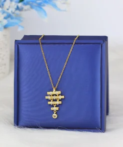 Alternative view of Stainless steel necklace with a gold-plated pendant