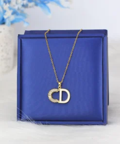 Alternative view of Stainless steel necklace with a gold-plated pendant