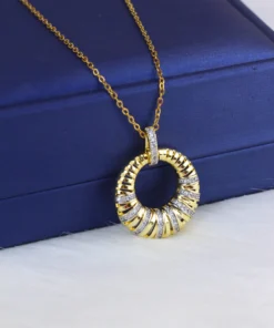 Stainless steel necklace with a gold-plated pendant
