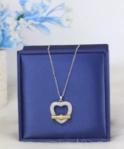 Alternative view of Stainless steel necklace with a gold-plated pendant