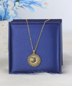 Alternative view of Stainless steel necklace with a gold-plated pendant