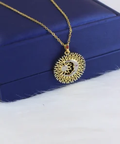 Stainless steel necklace with a gold-plated pendant