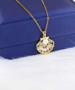 Stainless steel necklace with a gold-plated pendant