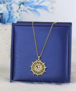 Alternative view of Stainless steel necklace with a gold-plated pendant