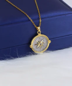 Stainless steel necklace with a gold-plated pendant