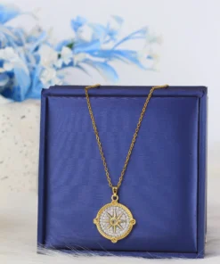 Alternative view of Stainless steel necklace with a gold-plated pendant