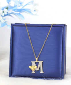 Alternative view of Stainless steel necklace with a gold-plated pendant