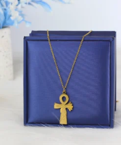 Alternative view of gold ankh necklace