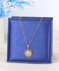 Alternative view of Stainless steel necklace with a gold-plated pendant