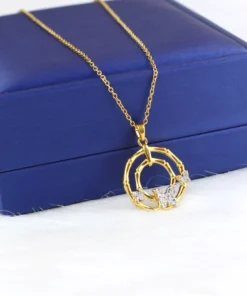 Stainless steel necklace with a gold-plated pendant