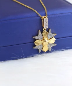 Stainless steel necklace with a gold-plated pendant