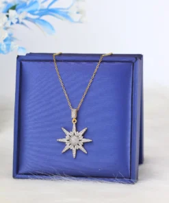 Alternative view of Stainless steel necklace with a gold-plated pendant